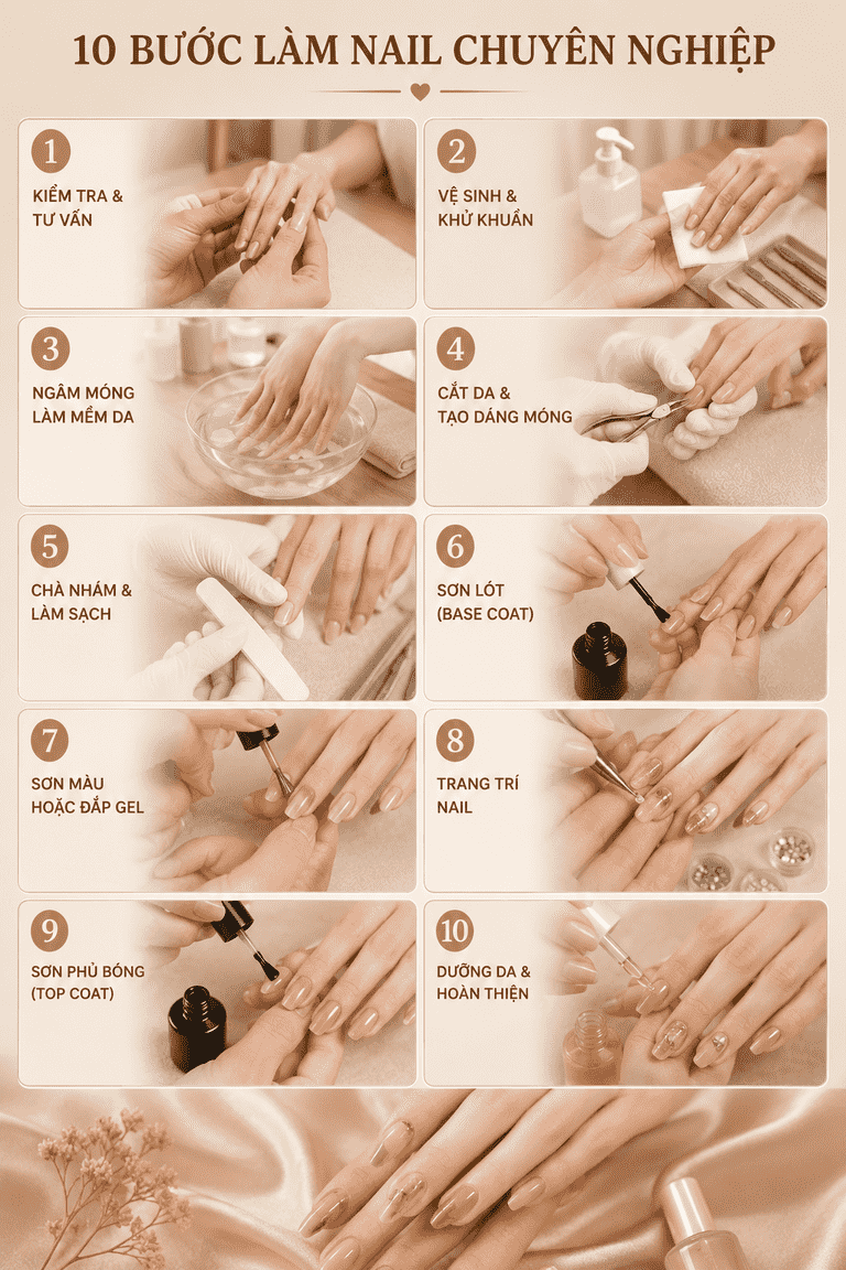 Các Bước Làm Nail Chuyên Nghiệp Chuẩn Salon Tại Nhà
