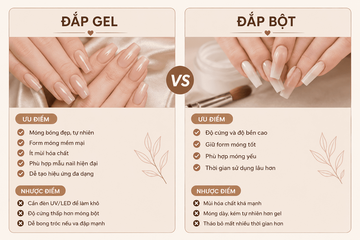 Đắp Gel Và Đắp Bột Khác Nhau Thế Nào
